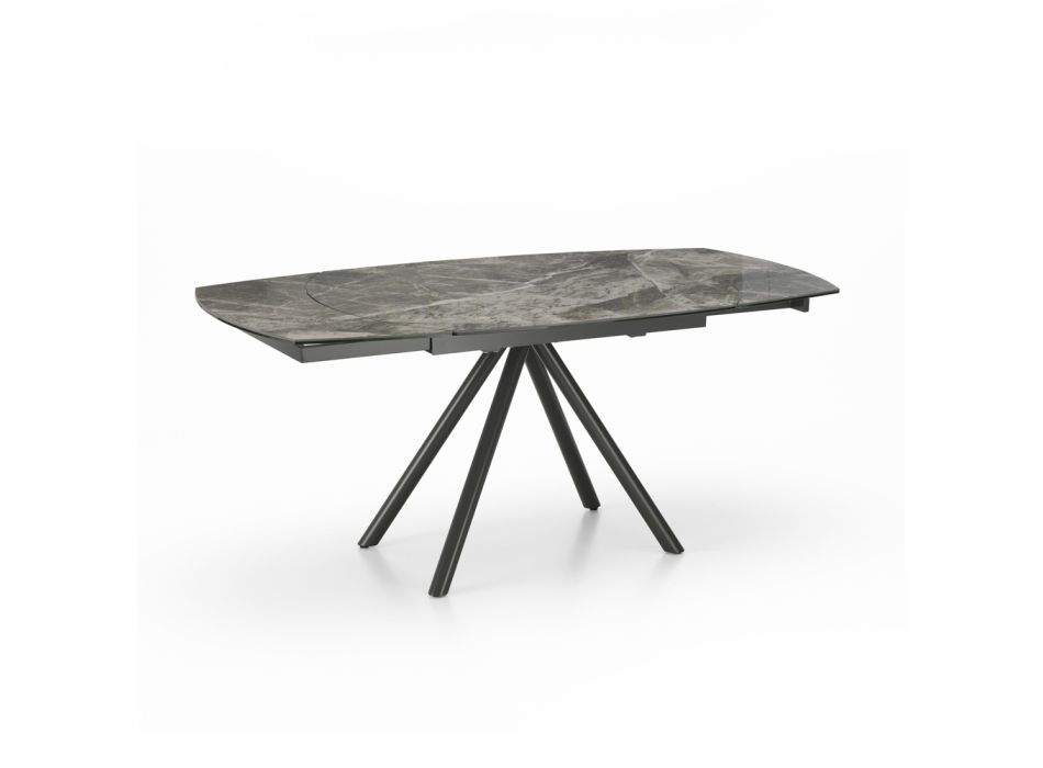 Extendable table up to 180 cm in ceramic on glass and metal - Lozzolo Viadurini