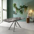Extendable table up to 180 cm in ceramic on glass and metal - Lozzolo