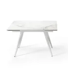 Extendable Table Up to 180 cm in Marble-Effect Stone and Metal - Numa Viadurini