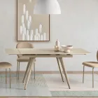 Extendable Table Up to 180 cm in Marble-Effect Stone and Metal - Numa Viadurini