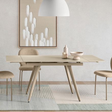Extendable Table Up to 180 cm in Marble-Effect Stone and Metal - Numa Viadurini
