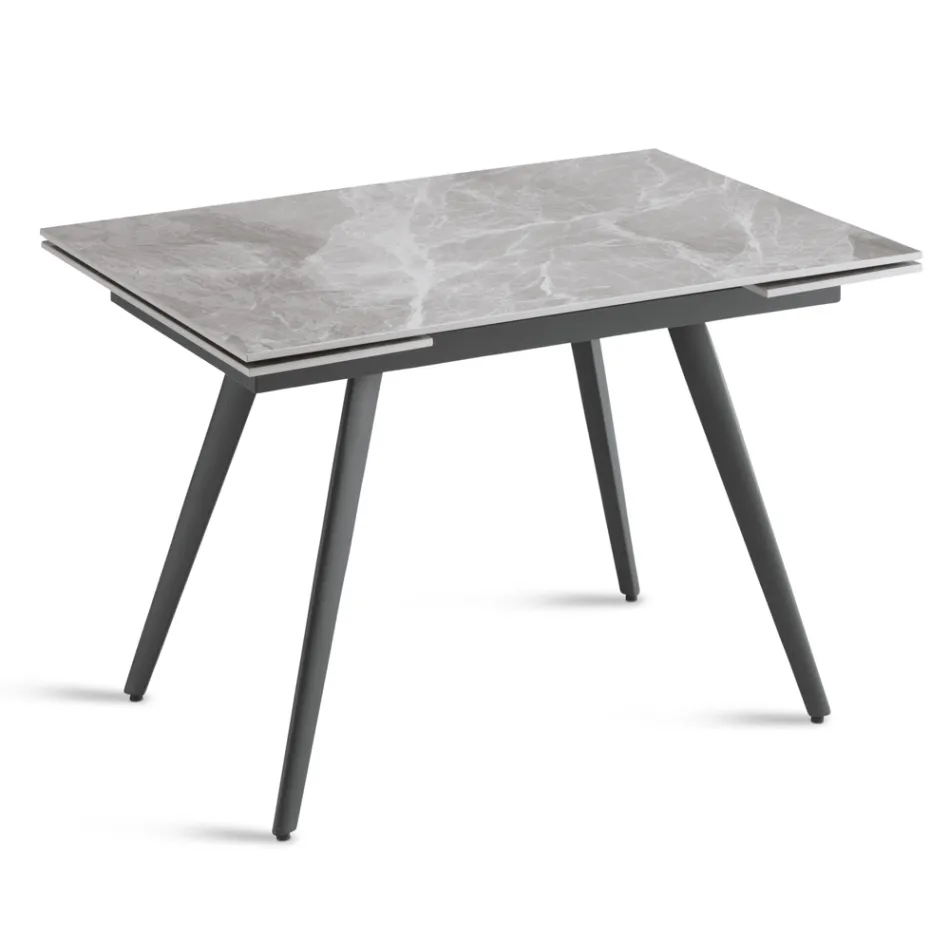 Extendable Table Up to 180 cm in Marble-Effect Stone and Metal - Numa Viadurini