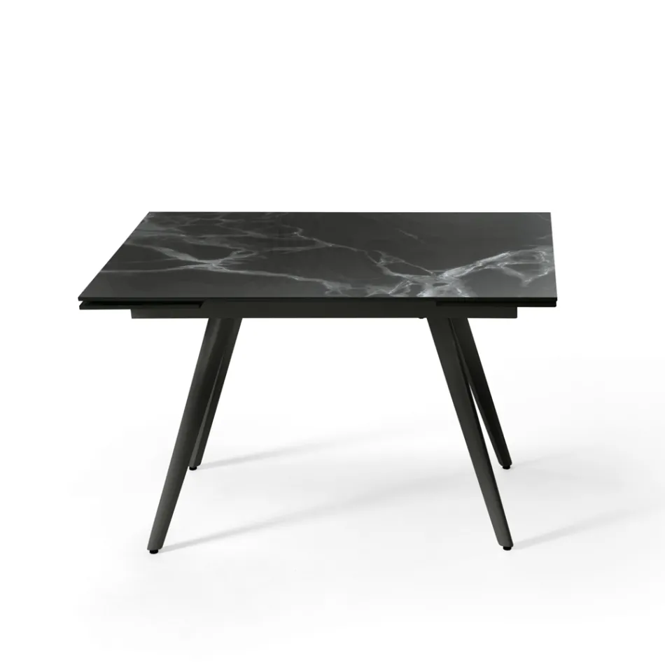 Extendable Table Up to 180 cm in Marble-Effect Stone and Metal - Numa Viadurini