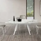 Extendable Table Up to 180 cm in Marble-Effect Stone and Metal - Numa Viadurini