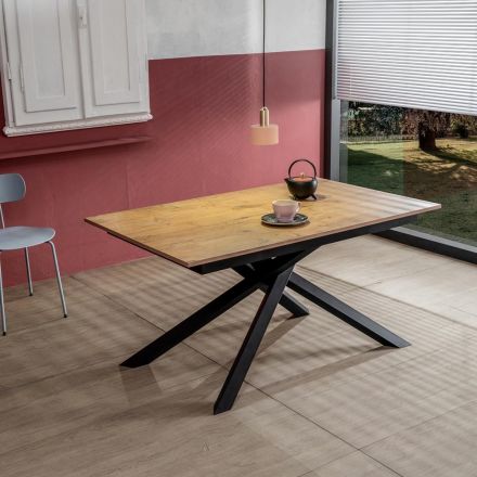 Extendable table up to 190 cm in metal and melamine top - Lavender Viadurini