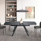 Extendable Table Up to 210 cm in Glass and Painted Metal - Naxos Viadurini