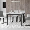 Extendable table up to 220 cm with iron frame and edge Made in Italy - Luna