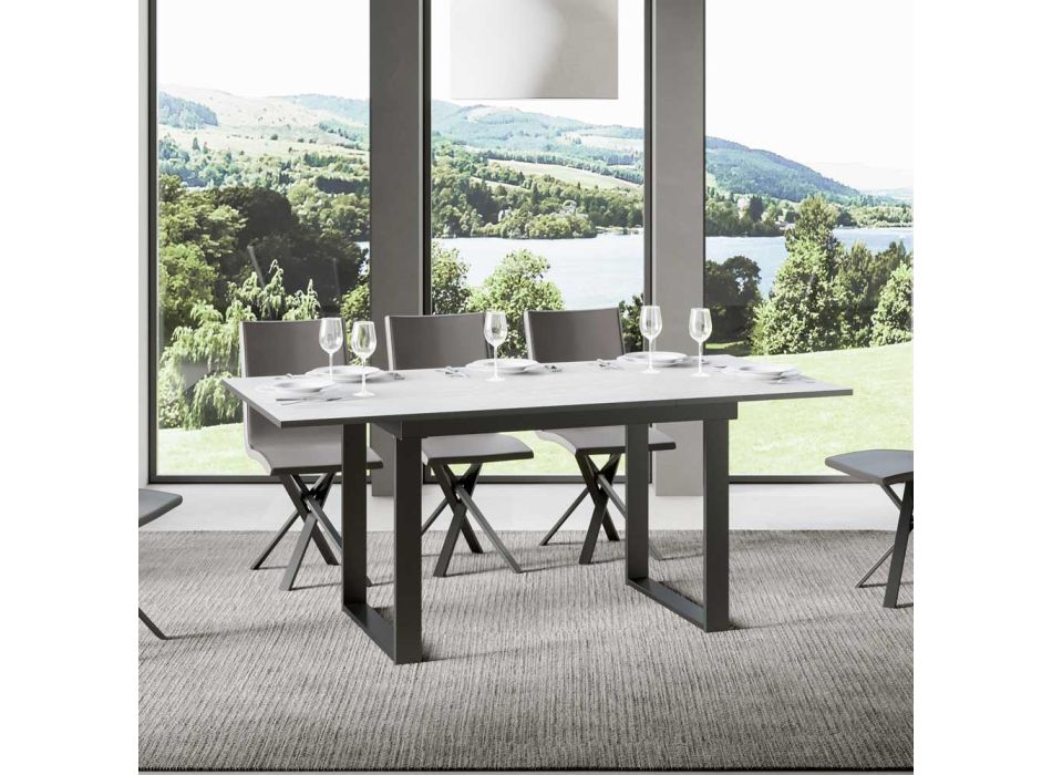 Extendable table up to 220 cm in wood and iron Made in Italy - Nuvola Viadurini