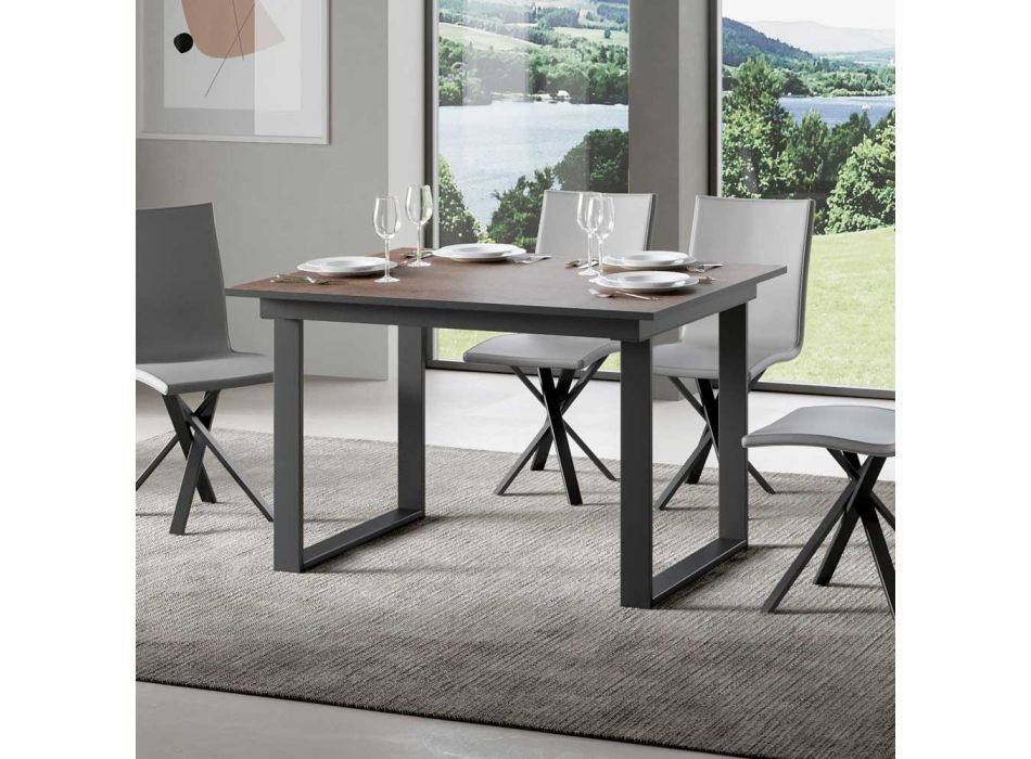 Extendable table up to 220 cm in wood and iron Made in Italy - Nuvola Viadurini
