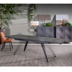 Extendable table up to 240 cm in ceramic and metal - Bouquet Viadurini