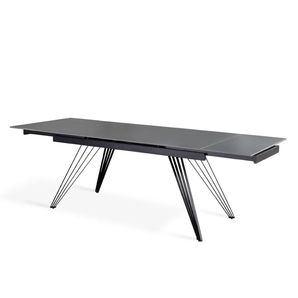 Extendable table up to 240 cm in ceramic and metal - Bouquet Viadurini
