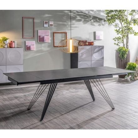 Extendable table up to 240 cm in ceramic and metal - Bouquet Viadurini