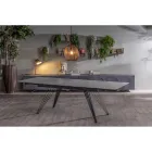 Extendable table up to 240 cm in ceramic and metal - Bouquet Viadurini