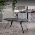 Extendable table up to 240 cm in ceramic and metal - Bouquet Viadurini
