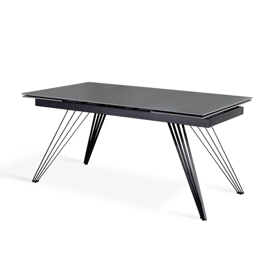 Extendable table up to 240 cm in ceramic and metal - Bouquet Viadurini