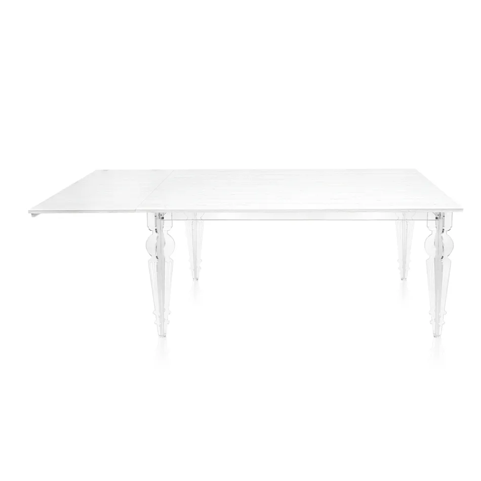 Extendable Table Up to 255 cm in Wood and Plexiglass Made in Italy - Elide Viadurini