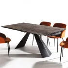 Extendable Table Up to 280 cm in Steel and Matt Ceramic Glass - Viterbo Viadurini