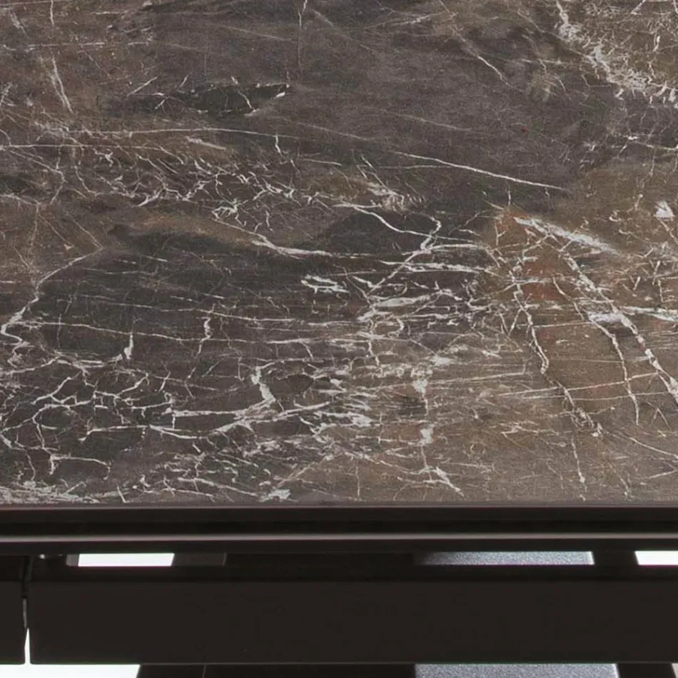 Extendable Table Up to 280 cm in Steel and Matt Ceramic Glass - Viterbo Viadurini