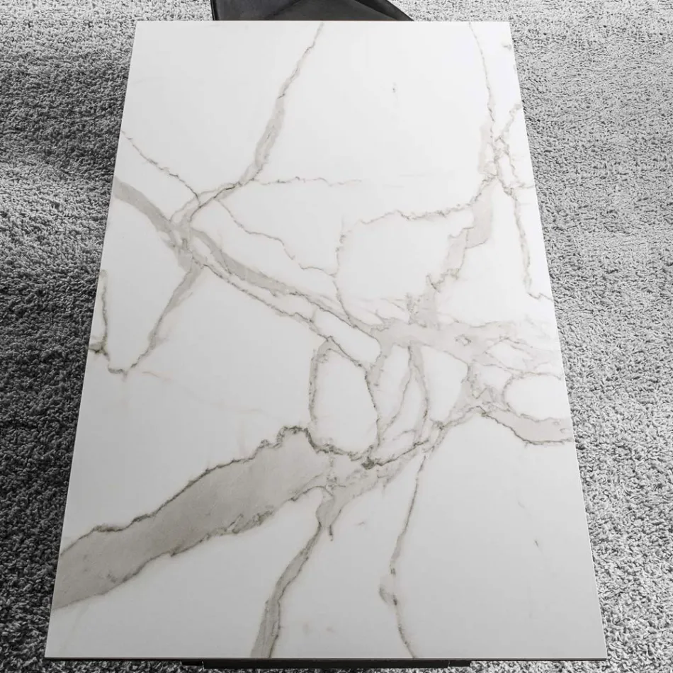 Extendable Table Up to 280 cm in Steel and Matt Ceramic Glass - Viterbo Viadurini