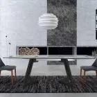 Extendable Table up to 280 cm in Glass and Veneered Wood – Eugrafo Viadurini