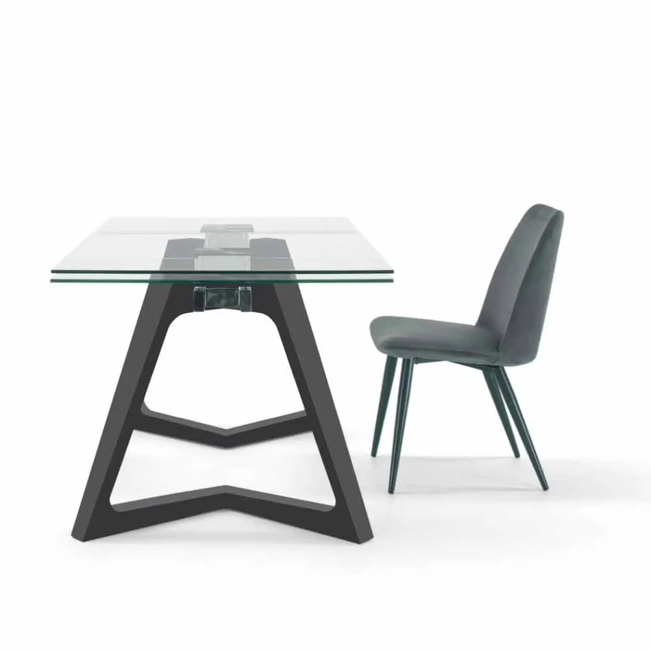 Extendable Table up to 280 cm in Glass and Veneered Wood – Eugrafo Viadurini