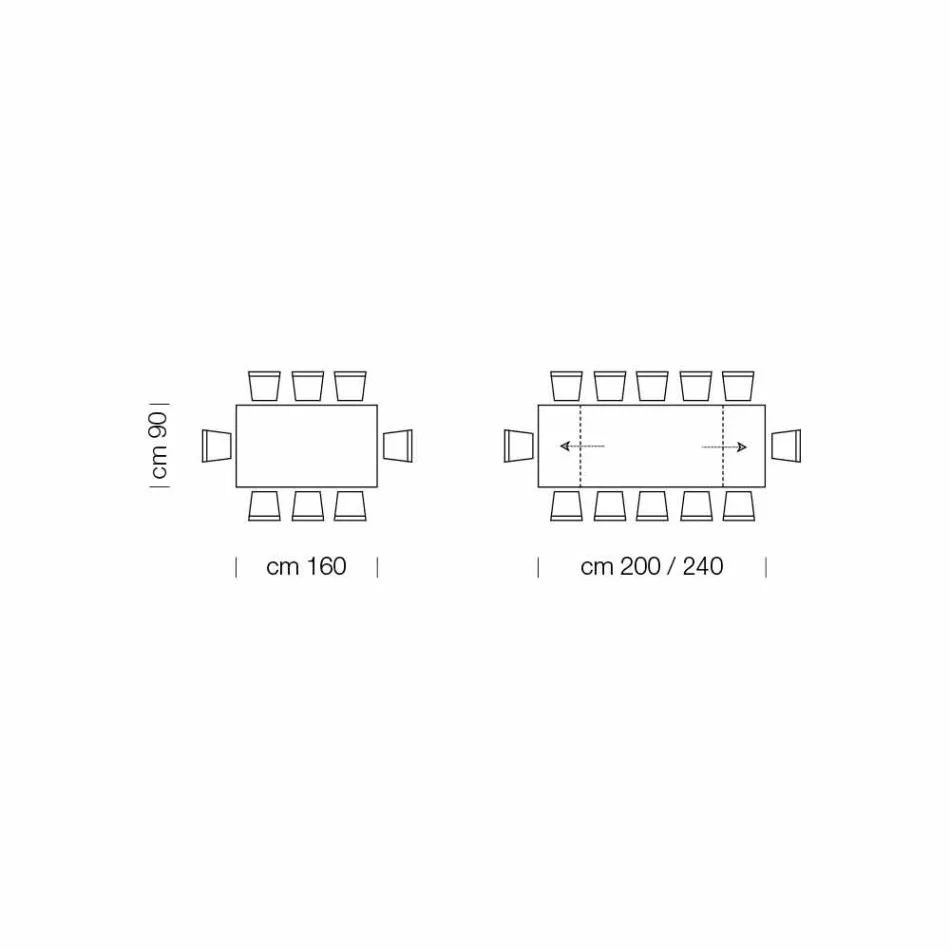 Extendable Table up to 280 cm in Glass and Veneered Wood – Eugrafo Viadurini