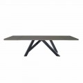 Extendable Table Up to 300 cm in Fenix and Steel Made in Italy - Settimmio