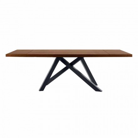 Extendable Table up to 300 cm in Wood and Steel Made in Italy - Settimmio Viadurini