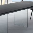 Extendable Table up to 300 cm in Veneered Wood and Glass - Tear Viadurini