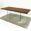 Extendable Table up to 300 cm in Venereed Wood and Glass – Strappo