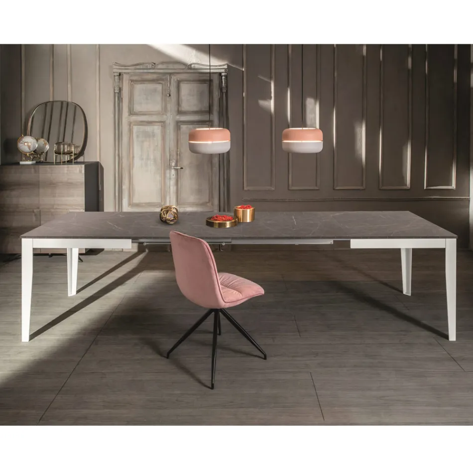 Extendable table up to 316 cm in Melamine and Metal Base - Incense Viadurini