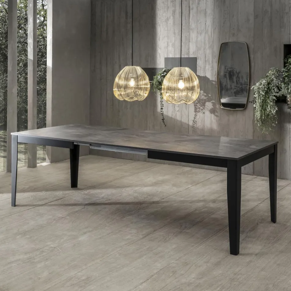 Extendable table up to 316 cm in Melamine and Metal Base - Incense Viadurini