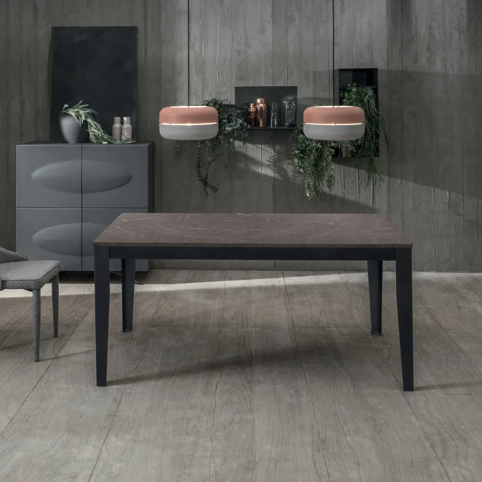 Extendable table up to 316 cm in Melamine and Metal Base - Incense Viadurini