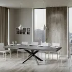 Extendable Table up to 440 cm in Anthracite Iron and Wood Made in Italy - Graffo Viadurini