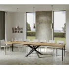 Extendable Table up to 440 cm in Anthracite Iron and Wood Made in Italy - Graffo Viadurini
