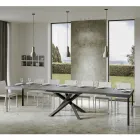 Extendable Table up to 440 cm in Anthracite Iron and Wood Made in Italy - Graffo Viadurini