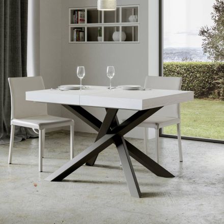 Extendable Table up to 440 cm in Anthracite Iron and Wood Made in Italy - Graffo Viadurini
