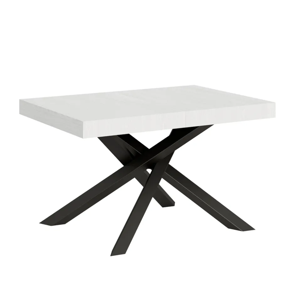 Extendable Table up to 440 cm in Anthracite Iron and Wood Made in Italy - Graffo Viadurini