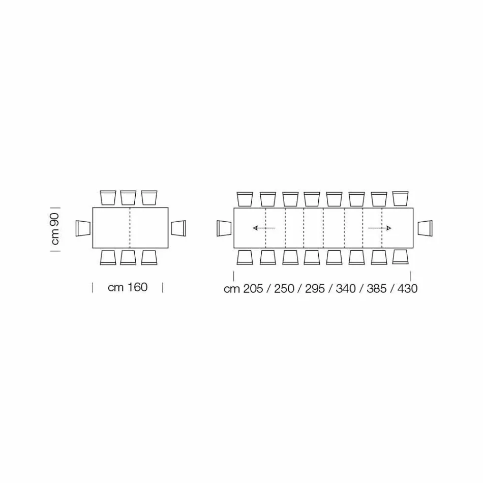 Extendable Table up to 470 cm in Made in Italy Veneered Wood – Gordito Viadurini