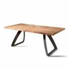Extensible oak veneered table and black metal Travis Viadurini