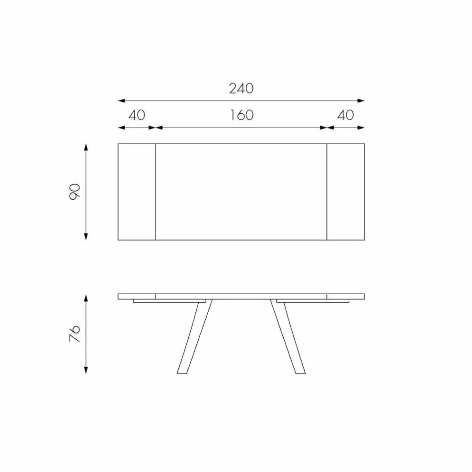 Extendable oak veneer table and Travis black metal Viadurini