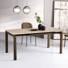 Extendable Table in Two Sizes in Metal and Marble-Effect Stone - Morfeo Viadurini