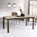 Extendable Table in Two Sizes in Metal and Marble-Effect Stone - Morfeo