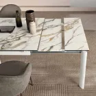 Extendable Porcelain Stoneware Table with Painted Metal Base - Arko Viadurini