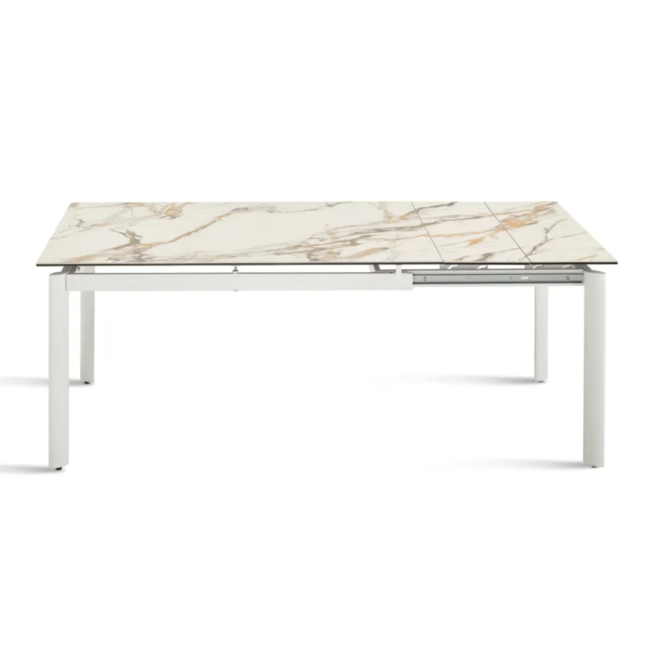 Extendable Porcelain Stoneware Table with Painted Metal Base - Arko Viadurini