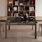 Extendable Porcelain Stoneware Table with Painted Metal Base - Arko Viadurini