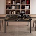 Extendable Porcelain Stoneware Table with Painted Metal Base - Arko