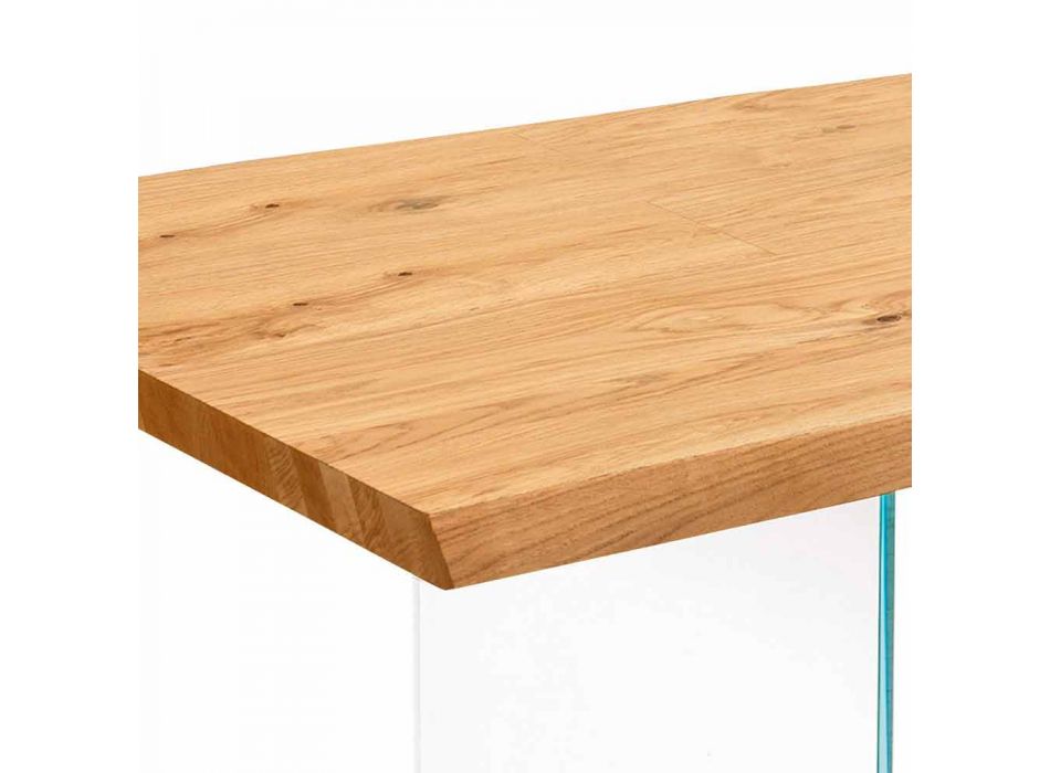 Extendable table in oak veneer with Nico glass legs Viadurini
