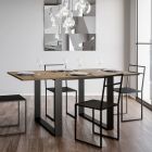 Extendable Table in Wood and Steel Made in Italy - Badesi Viadurini