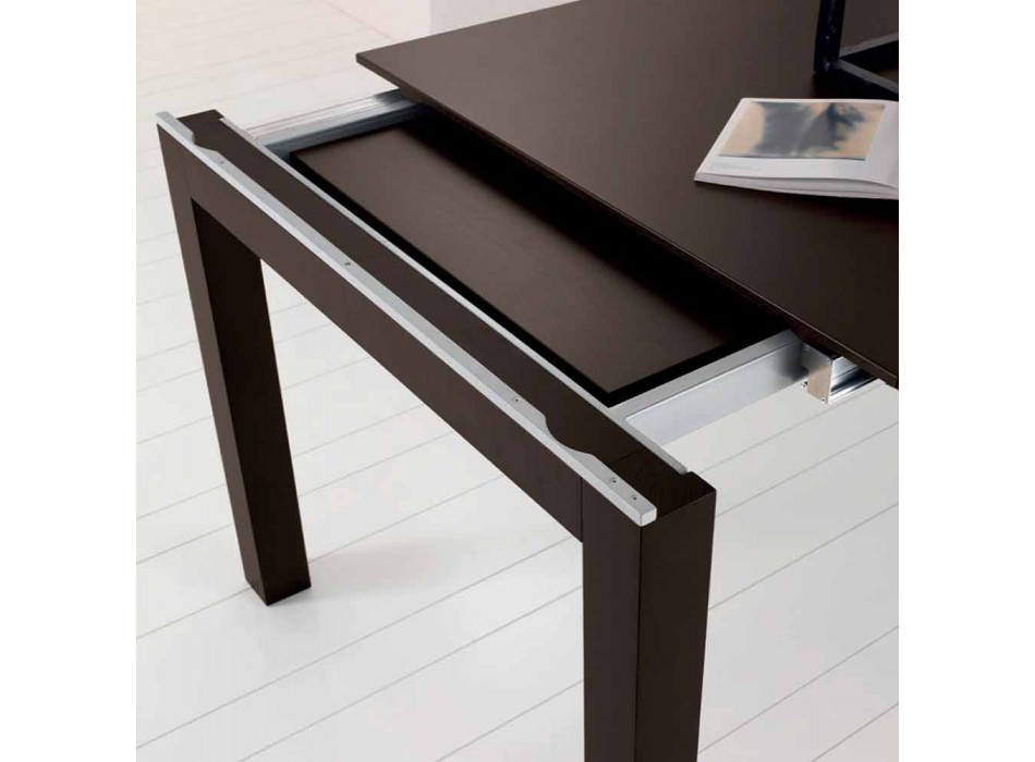 Extendable table in ash wood with lateral bands painted gray - Ketla Viadurini